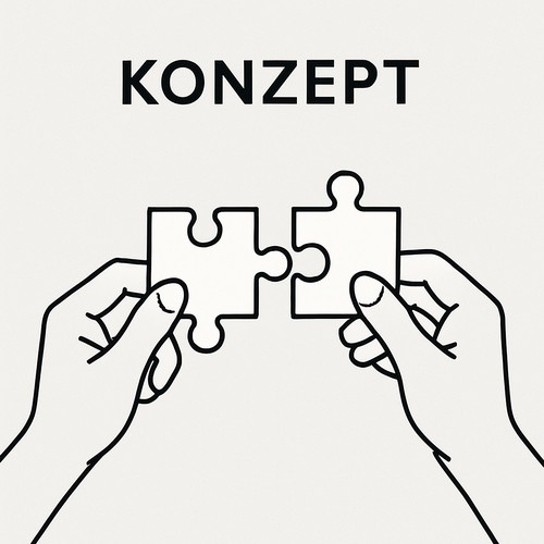 Zwei Hände stecken zwei Puzzleteile ineinander